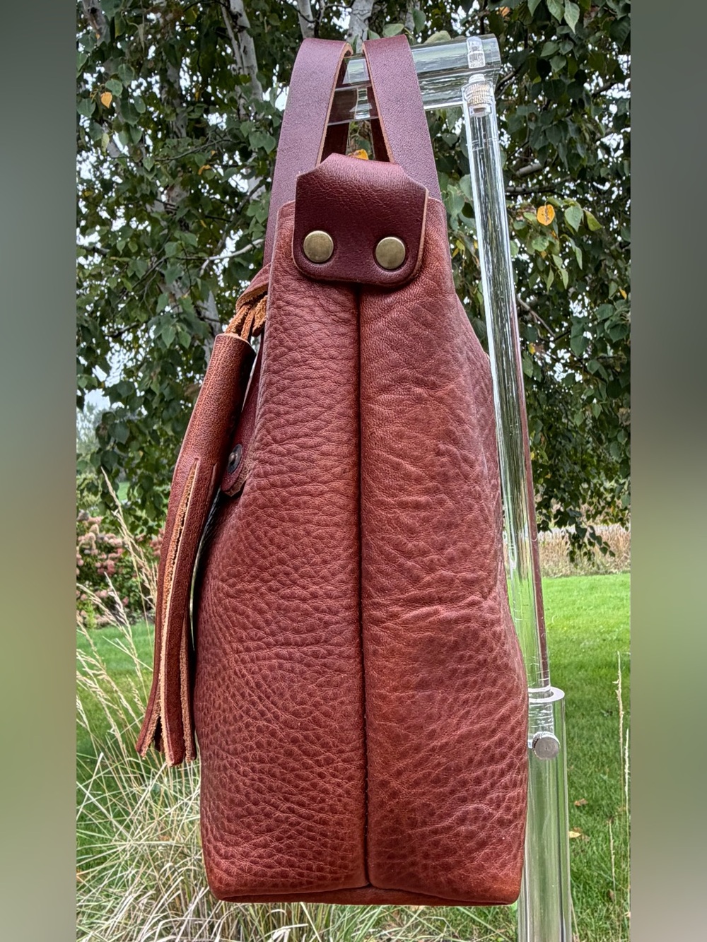Go Forth Goods Avery Saddle Brown Leather Tote Bag Mini Crossbody Like New - Picture 10 of 17